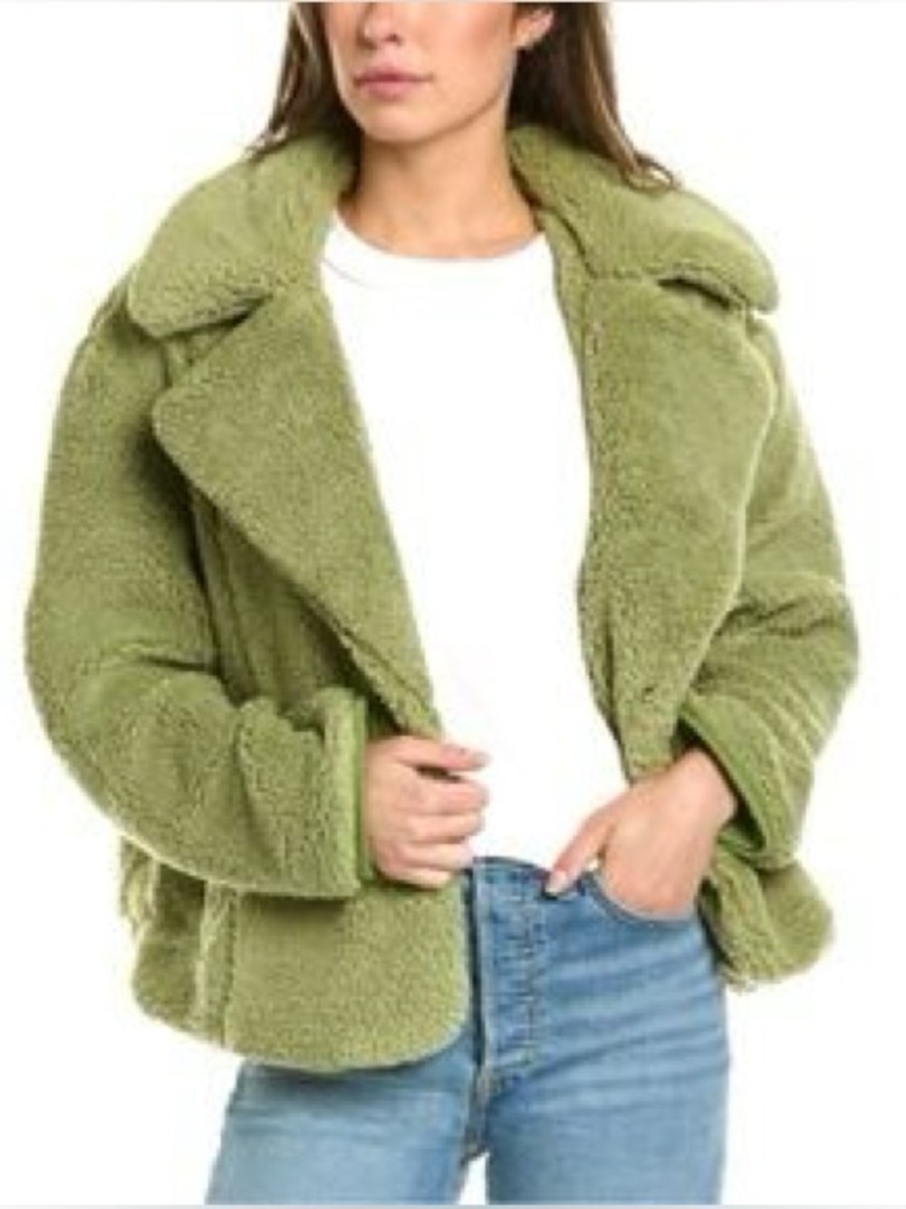 Free People Olive Green Sherpa Pea Coat